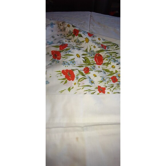 Vintage Morgan Jones Muslin Pillowcase Boho Poppies Daisies Yellow Butterflies - Picture 5 of 6